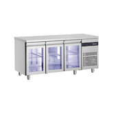 Masă rece cu 3 uși din sticlă, agregat lateral, finisaj inox, Linia 600, Inomak